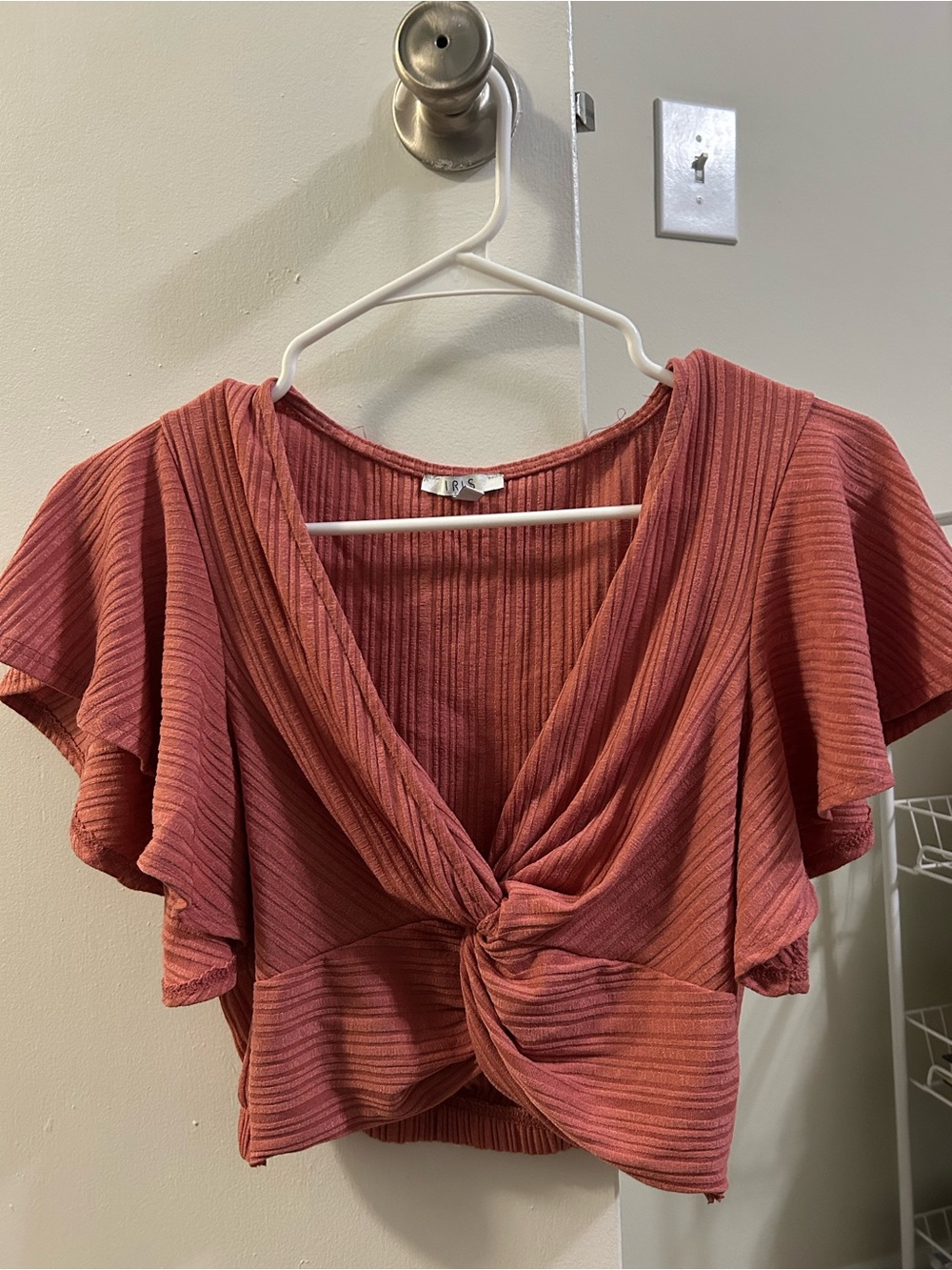 Pink Knot-Front Crop Top- Iris